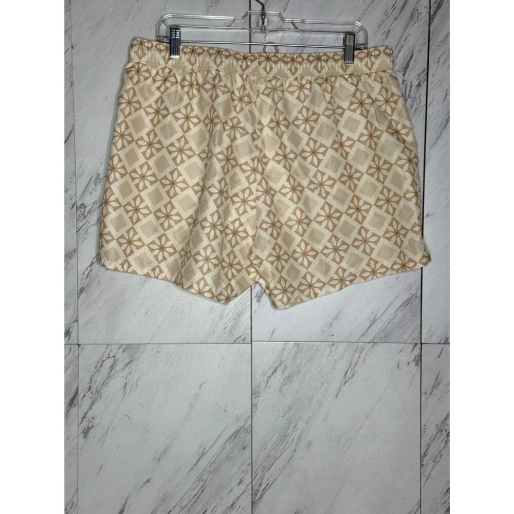 ASOS Men Cream Tan Geometric Tile Print Swim Shorts Trunks Size XL